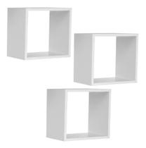 Kit 03 Nichos 25x25 Branco MDF Decoração Sala Quarto Cozinha Banheiro - Bali Modulares