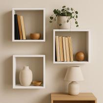 Kit 03 Nichos 30x30 Branco Sala Quarto Banheiro Decoração