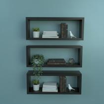 Kit 03 Nichos 50x25 Preto Decoração Sala Quarto Cozinha Banheiro Escritório Kit 03 Nichos 50x25 Preto Decoração Sala Quarto Cozinha Banheiro Escritório