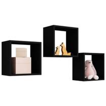 Kit 03 Nichos Decorativos Para Quarto Sala Recepção Design preto Kit 03 Nichos Decorativos Para Quarto Sala Recepção Design preto