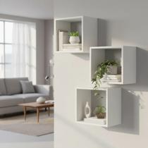 Kit 03 Nichos MDF 30x30cm Decoração Sala Quarto Cozinha Banheiro