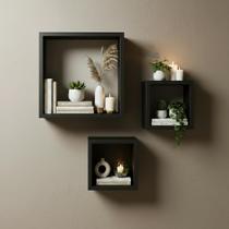 Kit 03 Nichos MDF Preto Sala Quarto Decoração Banheiro Cozinha Casa Kit 03 Nichos MDF Preto Sala Quarto Decoração Banheiro Cozinha Casa