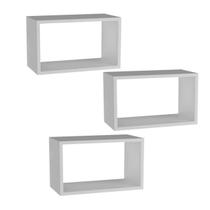 Kit 03 Nichos MDF Retangulares 50x25cm Branco Quarto Sala Cozinha Decorativo Banheiro Quarto Parede Madeira Organizador - Bali Móveis Modulares