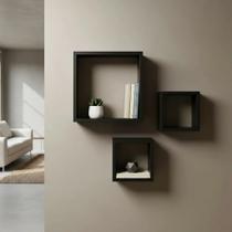 Kit 03 Nichos Preto Variado Com 15cm De Profundidade Mdf Decoração Sala Casa Kit 03 Nichos Preto Variado Com 15cm De Profundidade Mdf Decoração Sala Casa