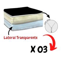 Kit 03 Organizador De Guarda Roupa Com Zíper E Visor Tam G