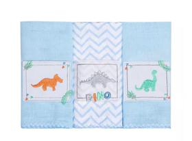 Kit 03 Paninho de Boca Bordado 40 x 40 cada, Dinossauro - Papi