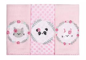 Kit 03 Paninho de Boca Bordados 40 x 40 Amiguinhas - Papi