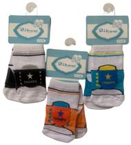 Kit 03 Pares De Meias Bebê Rikam Tamanhos 17 A 20 Cores Sortidas Kit 03 Pares De Meias Bebê Rikam Tamanhos 17 A 20 Cores Sortidas