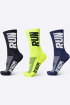 Kit 03 Pares Meia Corrida HUPI Run Preto Azul e Amarelo