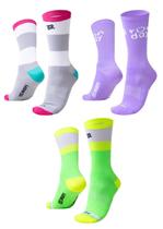 Kit 03 Pares Meia HUPI Tamanho LT 34-38 Roxo/Verde