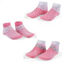 Kit 03 pares Meias Algodão Infantil Enxoval Bebe Recem Nascido Dallf