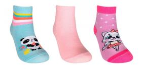 Kit 03 Pares Meias Infantil Cano Curto Feminino Tam. 23-27 Sortido - Hoahi Kit 03 Pares Meias Infantil Cano Curto Feminino Tam. 23-27 Sortido - Hoahi