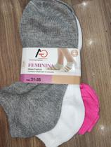 Kit 03 Pares Unissex Meias Cano Curto Feminino