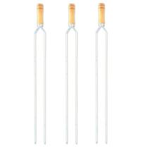 Kit 03 Pçs Espeto Para Churrasco Em Alumínio Duplo Quadrado Reforçado 85 Cm Cabo Madeira - Hannah - Lulay Store