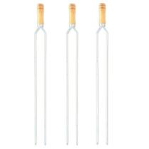 Kit 03 Pçs Espeto Para Churrasco Em Alumínio Duplo Quadrado Reforçado 85 Cm Cabo Madeira - Hannah - Lulay Store