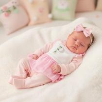 Kit 03 Peças Macacão de Bebê Menina Personalizado ROSA com Letra do Nome