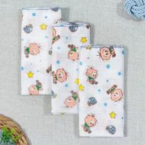 Kit 03 Peças Pano Toalhinha de Boca para Bebê Algodão Incomfral Turma da Mônica