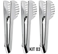 Kit 03 Pegador Macarrao Massas Em Geral 17,5Cm Aço Inox