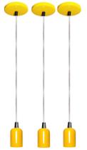 Kit 03 Pendente moderno modelo Clean amarelo Todos Ambientes