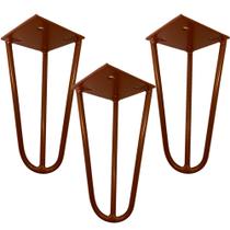 Kit 03 Pés de Ferro Aço Hairpin Legs 15 cm Bronze A01 Sofá Móveis Mesa - Inoviza Kit 03 Pés de Ferro Aço Hairpin Legs 15 cm Bronze A01 Sofá Móveis Mesa - Inoviza