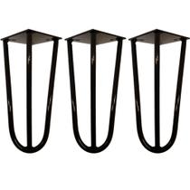 Kit 03 Pés de Ferro Aço Hairpin Legs 15 cm Preto A01 Sofá Móveis Mesa - Inoviza