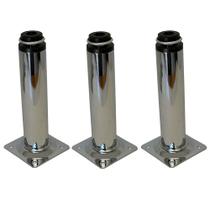 Kit 03 Pés Metal Cromado Regulável Redondo 15 cm Para Armário M03 Balcão Móveis Cozinha - Inoviza Kit 03 Pés Metal Cromado Regulável Redondo 15 cm Para Armário M03 Balcão Móveis Cozinha - Inoviza