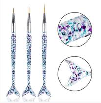 Kit 03 pinceis fino para decoraçao de unhas cabo sereia Kit 03 pinceis fino para decoraçao de unhas cabo sereia