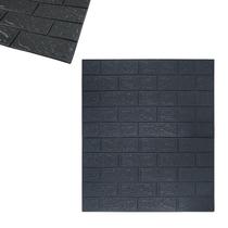 Kit 03 Placa Decorativa 3D Tijolinho Preto 70x77cm Adesivada