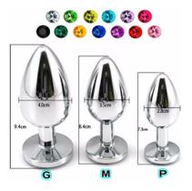 Kit 03 Plug Anal Aço Detalhe com Pedra de Joia