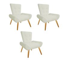 Kit 03 Poltrona Cadeira Decorativa Nani Sala de Estar Recepção Escritório Suede Bege - Damaffê Móveis Kit 03 Poltrona Cadeira Decorativa Nani Sala de Estar Recepção Escritório Suede Bege - Damaffê Móveis