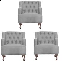 Kit 03 Poltrona Decorativa Gênises Suede Escritório Recepção