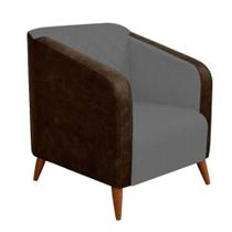 Kit 03 Poltrona Silmara Compose material sintético Nozes Decorativa Pés Madeira 2 Lugares Sala de Estar Recepção Escritório Consultório Suede Cinza - KDAcanto M