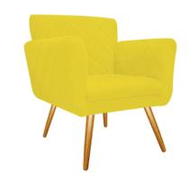 Kit 03 Poltronas Cadeira Decorativa Cloe Pé Palito Para Sala de Estar Recepção Escritório Corinho Amarelo - KDAcanto Móveis