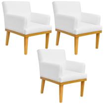 Kit 03 Poltronas Decorativa Para Sala de Estar Base Mel Beatriz W01 Material Sintético Branco - Lyam Decor Kit 03 Poltronas Decorativa Para Sala de Estar Base Mel Beatriz W01 Material Sintético Branco - Lyam Decor