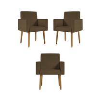 Kit 03 Poltronas Decorativa Sala Oferta - Balaqui Decor Marrom