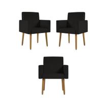 Kit 03 Poltronas Decorativa Sala Oferta - Balaqui Decor Preto