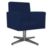 kit 03 Poltronas Decorativas Arenzza Base Giratória de Metal Suede Azul Marinho - KDAcanto Móveis