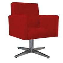 kit 03 Poltronas Decorativas Arenzza Base Giratória de Metal Suede Vermelho - KDAcanto Móveis