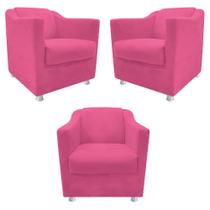 kit 03 Poltronas Decorativas Babel Sala de Estar Recepção Corano Pink - DAMAFFÊ MÓVEIS