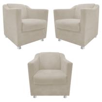 kit 03 Poltronas Decorativas Babel Sala de Estar Recepção Suede Bege - DAMAFFÊ MÓVEIS kit 03 Poltronas Decorativas Babel Sala de Estar Recepção Suede Bege - DAMAFFÊ MÓVEIS