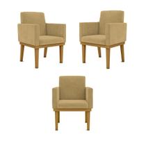 Kit 03 Poltronas Decorativas Base Reforçada Sala Quarta