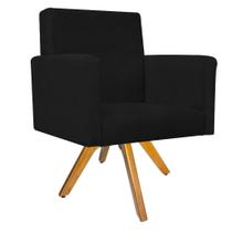 kit 03 Poltronas Decorativas Beatriz Base Giratória de Madeira Suede Preto