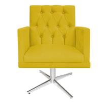 kit 03 Poltronas Decorativas Fernanda Base Giratória de Metal Suede Amarelo