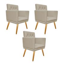 kit 03 Poltronas Decorativas Fernanda Palito Mel Corano Bege
