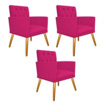 kit 03 Poltronas Decorativas Fernanda Palito Mel Suede Pink