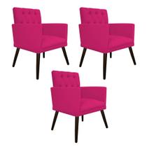 kit 03 Poltronas Decorativas Fernanda Palito Tabaco Suede Pink