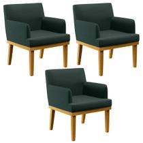 Kit 03 Poltronas Decorativas Para Sala de Estar Beatriz W01 Linho Verde Musgo - Lyam Decor Kit 03 Poltronas Decorativas Para Sala de Estar Beatriz W01 Linho Verde Musgo - Lyam Decor