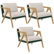 Kit 03 Poltronas Decorativas Sala Estar Pietra L02 Facto Verde Musgo Linho Champagne - Lyam Decor Kit 03 Poltronas Decorativas Sala Estar Pietra L02 Facto Verde Musgo Linho Champagne - Lyam Decor