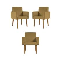 Kit 03 Poltronas Nina Decorativa Para Recepção Cor Capuccino