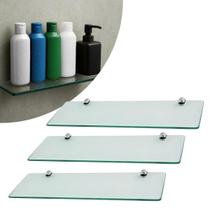 Kit 03 Porta Shampoo Suporte De Banheiro Shampoo Reto Vidro 6mm Kit 03 Porta Shampoo Suporte De Banheiro Shampoo Reto Vidro 6mm